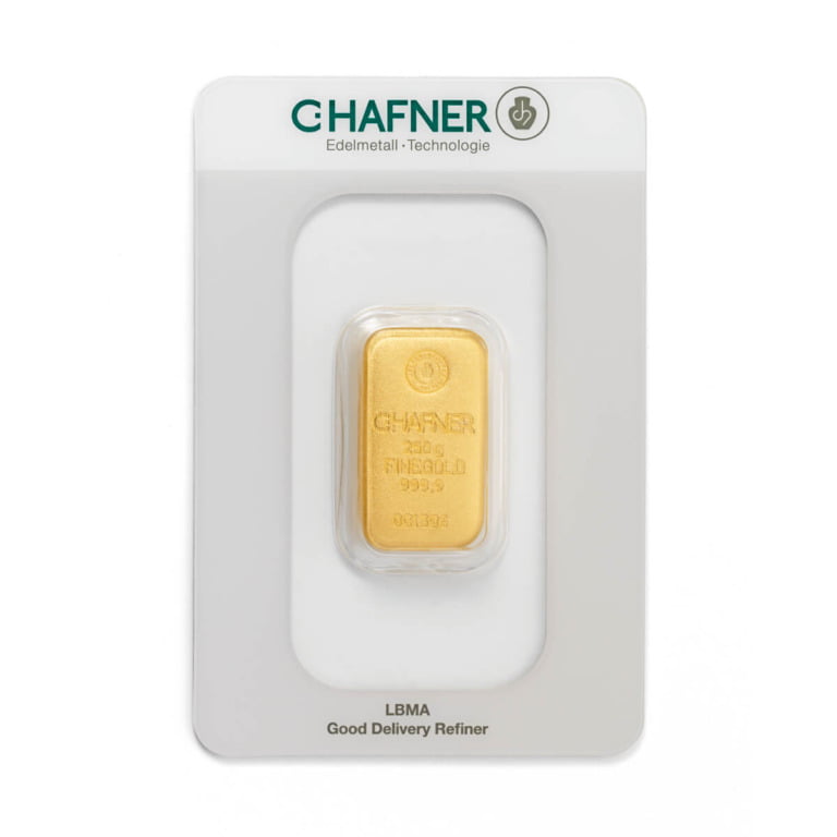 C Hafner 250g zlatna poluga - investiciono zlato